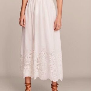 Massimo Dutti White Eyelet Midi Skirt
